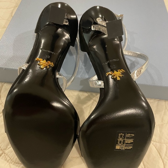 NIB Prada Satin Black Criss Cross Strappy Heels 7.5 - Picture 4 of 12
